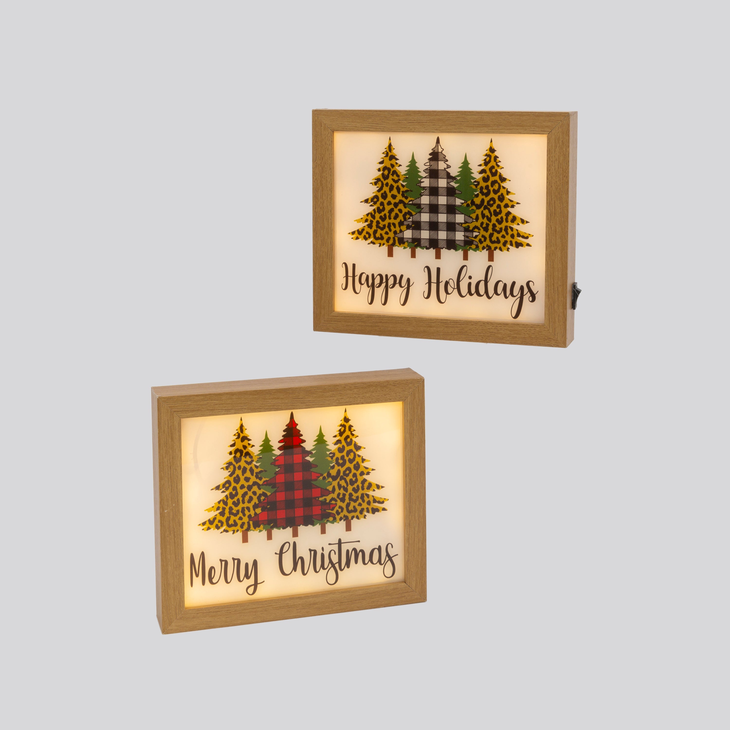 Whimsical 8.5 in L Battery Operated Lighted Wood Holiday Block with Timer, Set of 2 2592900EC